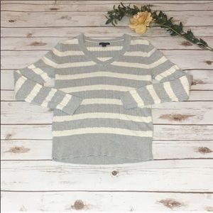 Tommy Hilfiger Cotton Striped V-neck Sweater Size Large